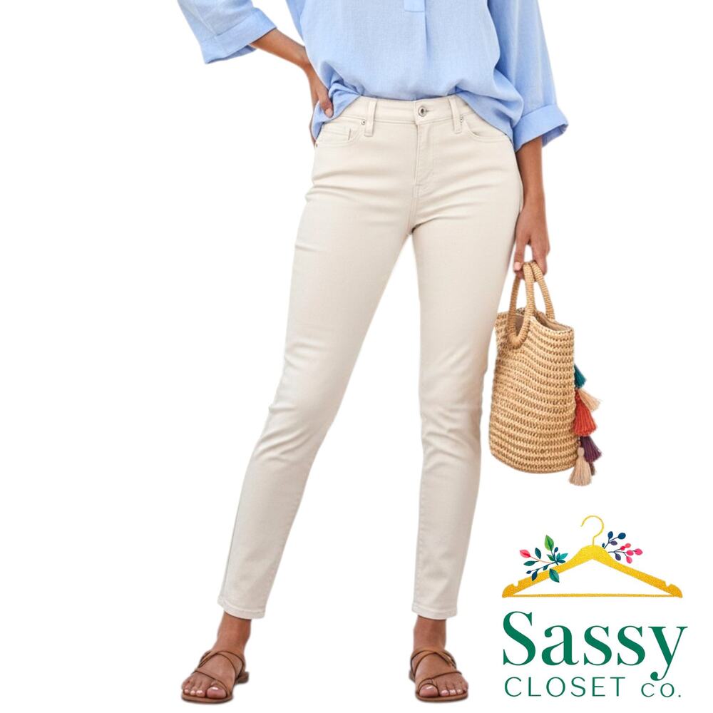 Talbots Off White Slim Ankle Jeans 4 Cotton Stretch Denim Pants VN5214